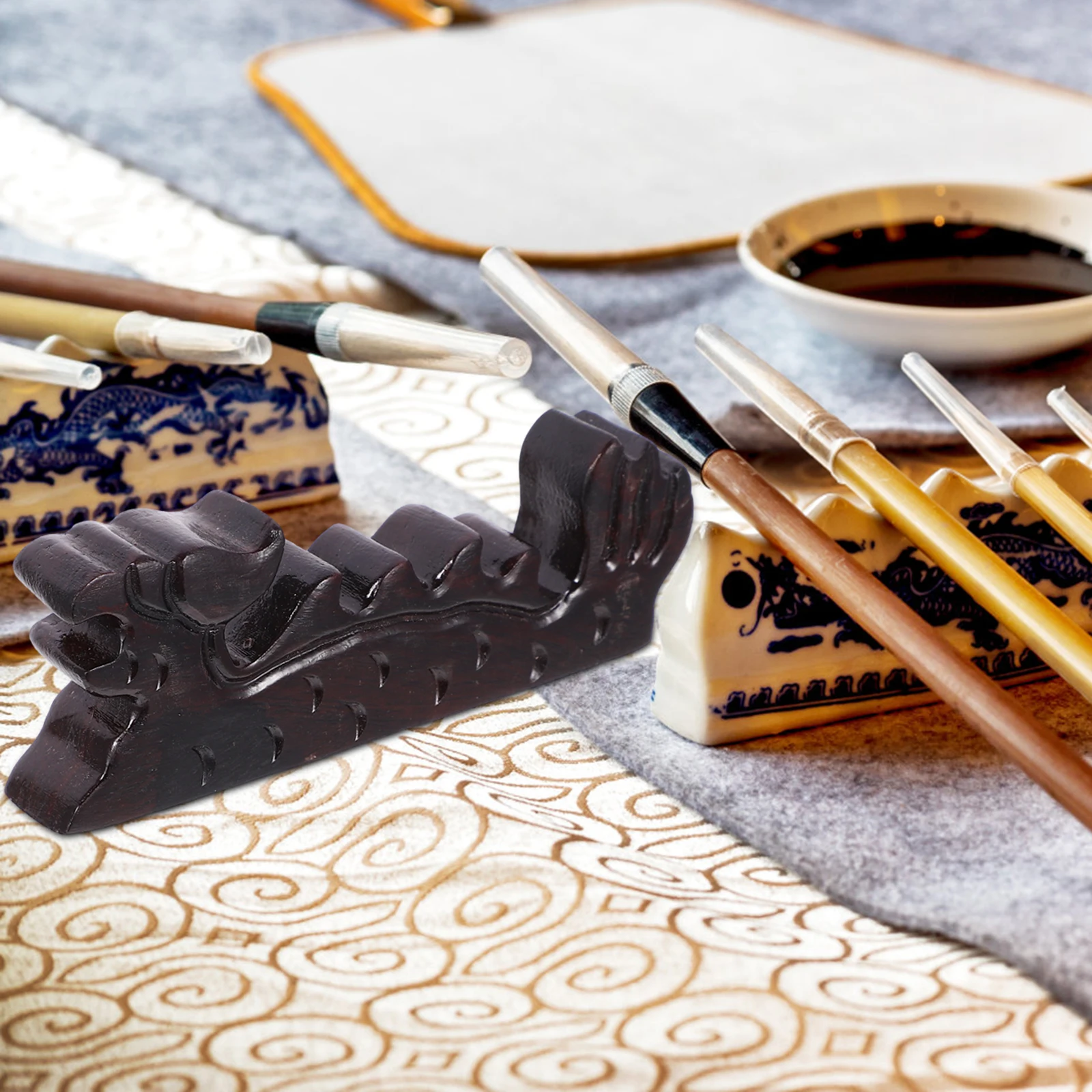 

Pen Holder Artist Brush Calligraphy Desk Stand Writing Chinese Paint Wood Rest for