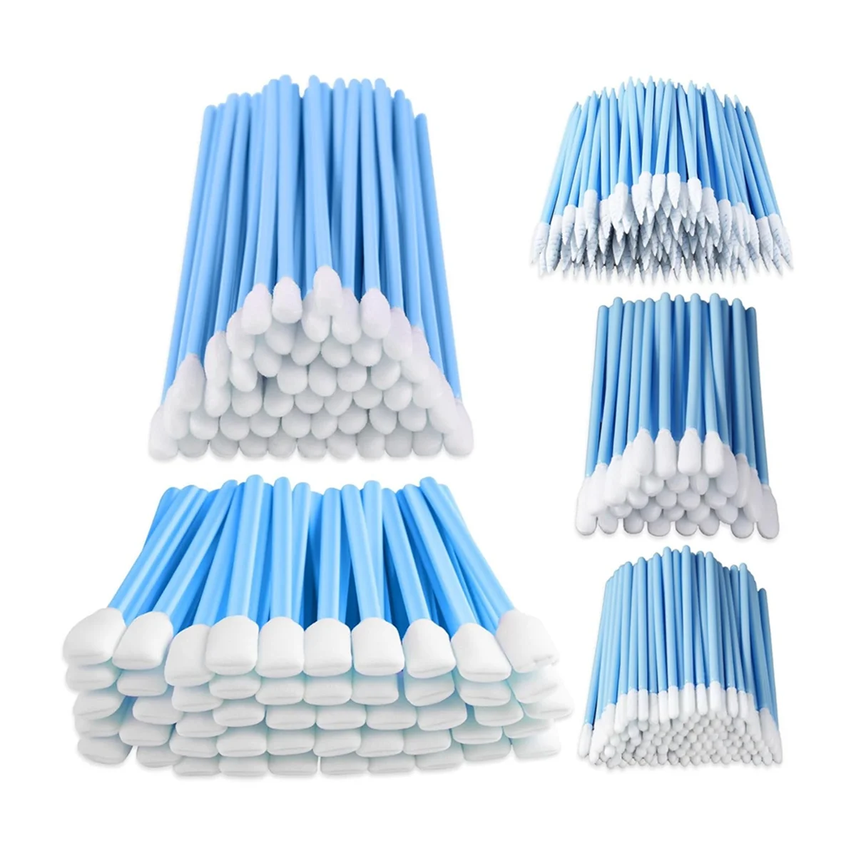 IYBBW-100Pcs Foam Tip Cleaning Swabs - Square Round Cleaning Swabs (5 Types), Lab Swab Stick for Inkjet Printer, Camera