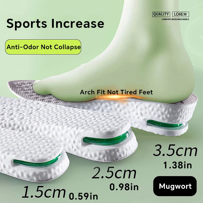 1 زوج الارتفاع زيادة نعل للأقدام الرياضة الهواء النعال الراحة التهاب اللفافة الأخمصية الأحذية إدراج منصات الأحذية امتصاص الصدمات #5