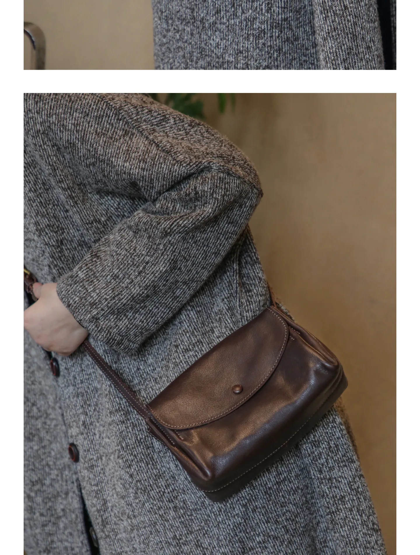 PNDME einfache Vintage-Umhängetasche aus Rindsleder für Damen, Freizeit-Designer-Umhängetasche aus echtem Leder, handgefertigt, kleine Umhängetasche – Detail 7