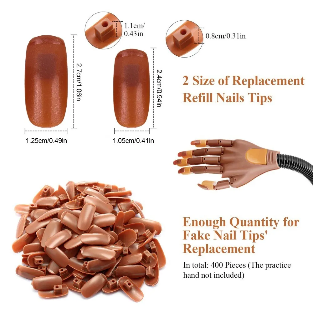 300pcs Acrylic Nail Practice Fingers Replacement Tips