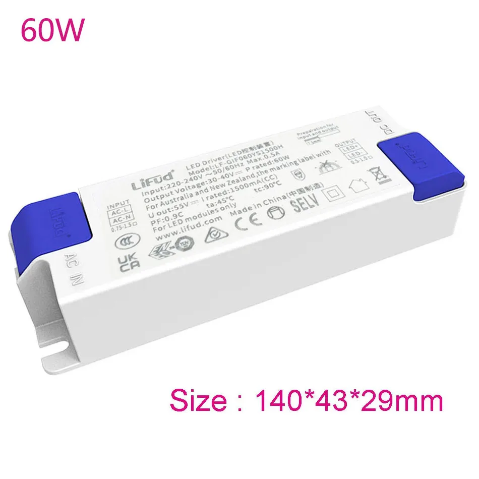 LiFud LED-Treiber 8W-60W LED-Transformator Eingang DC25-42V/33-40V Konverter-Transformator Ausgang 350mA 600mA 900mA 1200mA 1400mA 1500mA – Detail 4