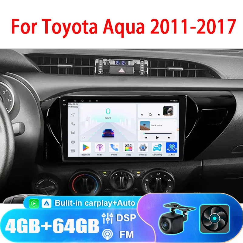 

9" Android13 For Toyota Aqua 2011-2017 Android DSP Carplay Car Radio Multimedia Video Player Navigation GPS Auto BT WIFI