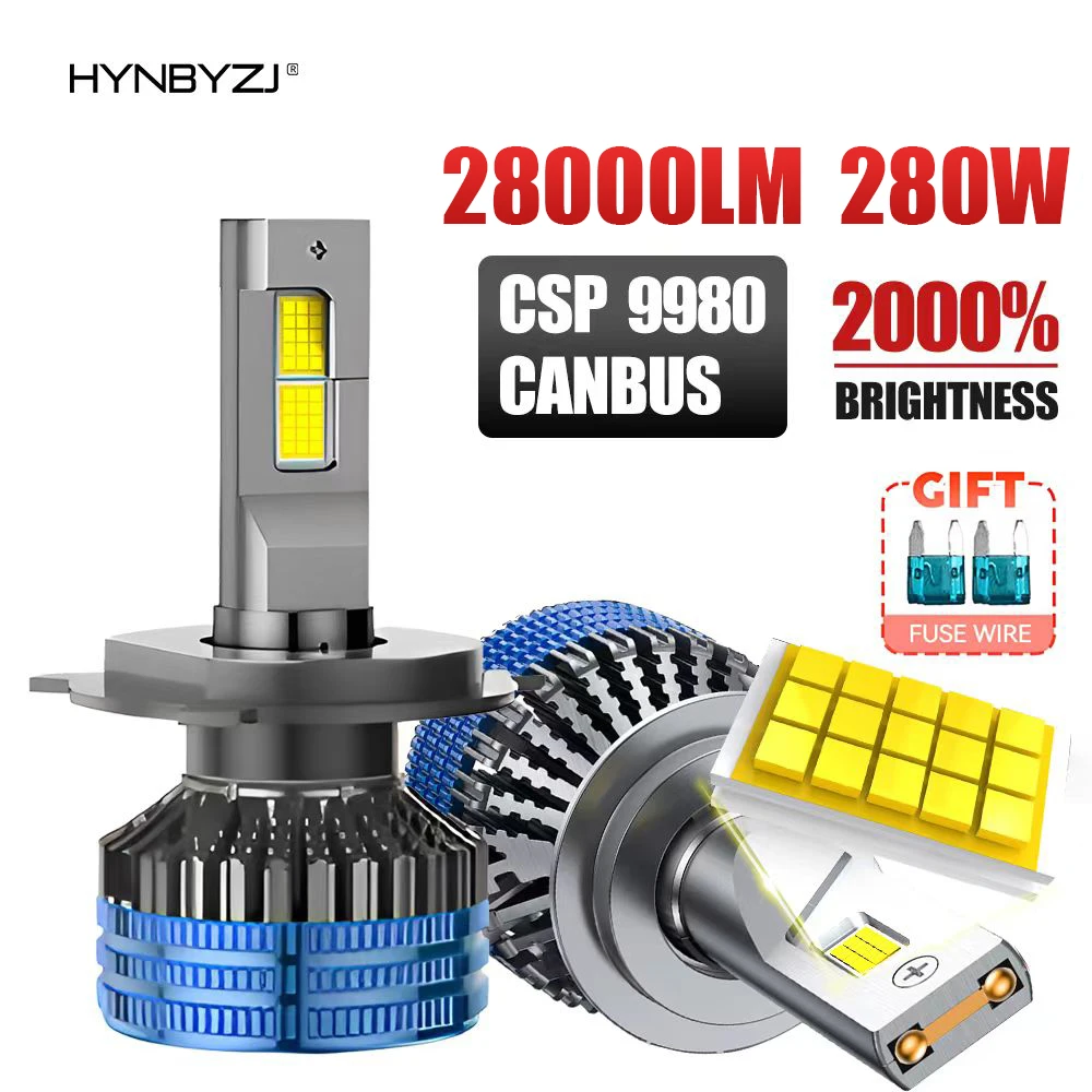 

HYNBYZJ 280W Car H4 H7 Led Canbus H8 H9 H11 HB3 9005 HB4 9006 Led Headlights 28000LM Car Light Bulbs Automobiles Auto Lamp