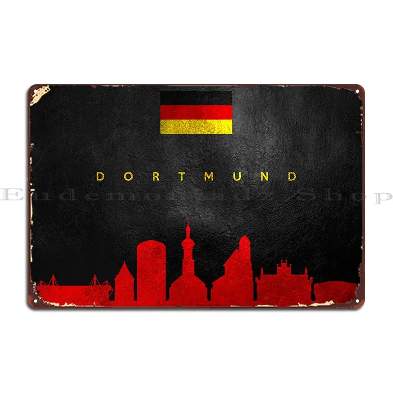 Dortmund Germany Skyline Metal Sign Cinema Character Club Wall Decor Pub Tin Sign Poster