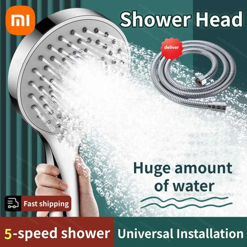 

Насадка для душа высокого давления Xiaomi, 5 режимов распыления, 5-ступенчатый усилитель, сильный распылитель, экономия воды со шлангом для принадлежностей для ванной комнаты, душевой набор