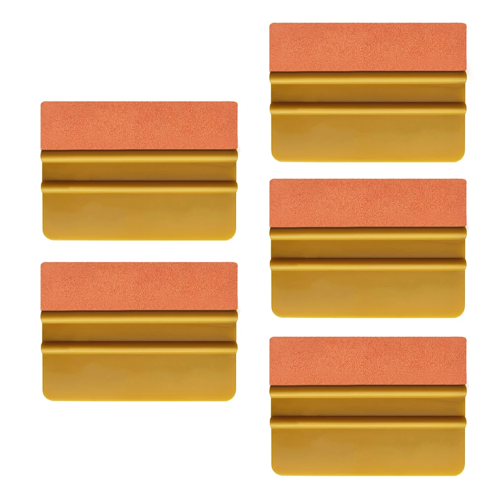 5pcs Squeegee With Suede Edge Cloth Vinyl Car Film Wrap Gold Plastic Scraper Window Tints Tools Ice Scraper Car Sticker A62