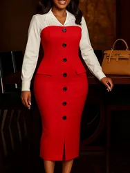 African Wedding Party Dresses Autumn African Women Elegant Long Sleeve Polyester Knee-length Dress African Dresses for Women