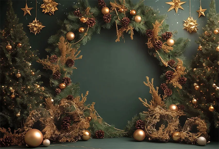 Mehofondการถ่ายภาพฉากหลังผนังสีเขียวGoldenคริสต์มาสเด็กPortrait Baby Shower Xmasเกล็ดหิมะดาวพื้นหลังPhotozone