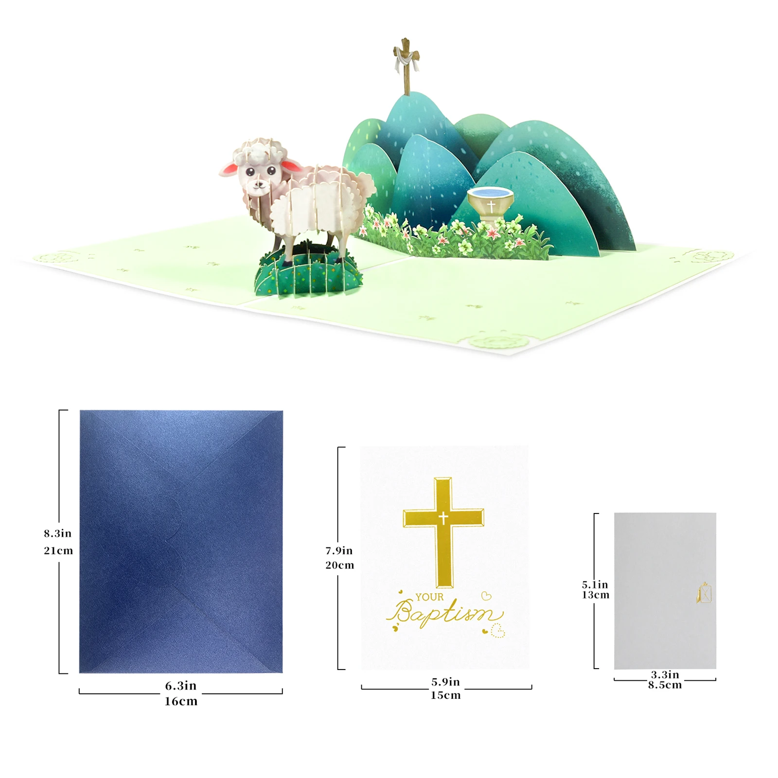 3D-Taufkarte mit Pop-Up-Effekt für Jungen und Mädchen, Taufe, Erstkommunion, religiöse Grußkarte – Detail 9