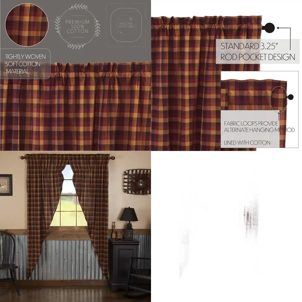 

Хлопковые занавески в стиле пэйсли с карманом для карниза и завязками, бордовый цвет, пара в стиле прерия.