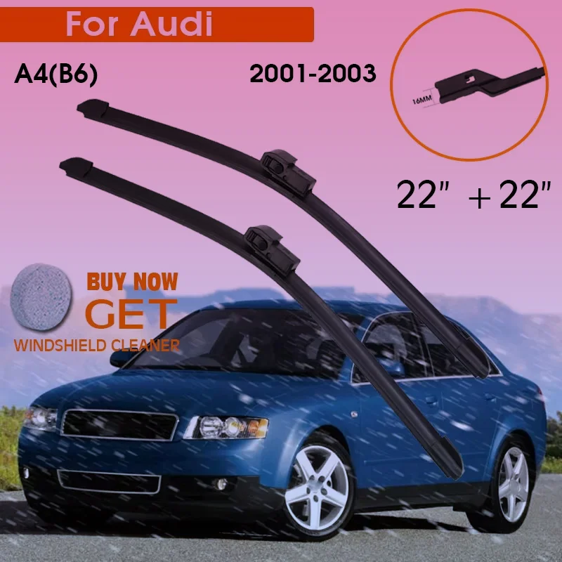 

Car Wiper Blade For Audi A4(B6) 2001-2003 Windshield Rubber Silicon Refill Front Window Wiper 22"+22" LHD RHD Auto Accessorie