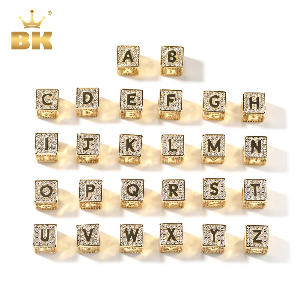 

TBTK Cube Initial Letter Number Pendant Box Chain Iced Out Cubic Zirconia Block Letter Fashion Hiphop Jewelry For Gift