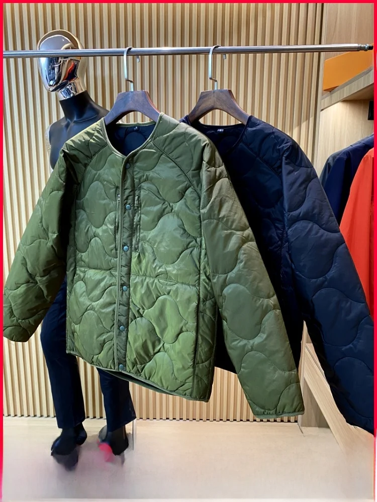 

High Street Sle Cotton Jaet Men's Autumn Winter Casual Collarl Color Versatile Faion Outerwear Warmth Guaranteed