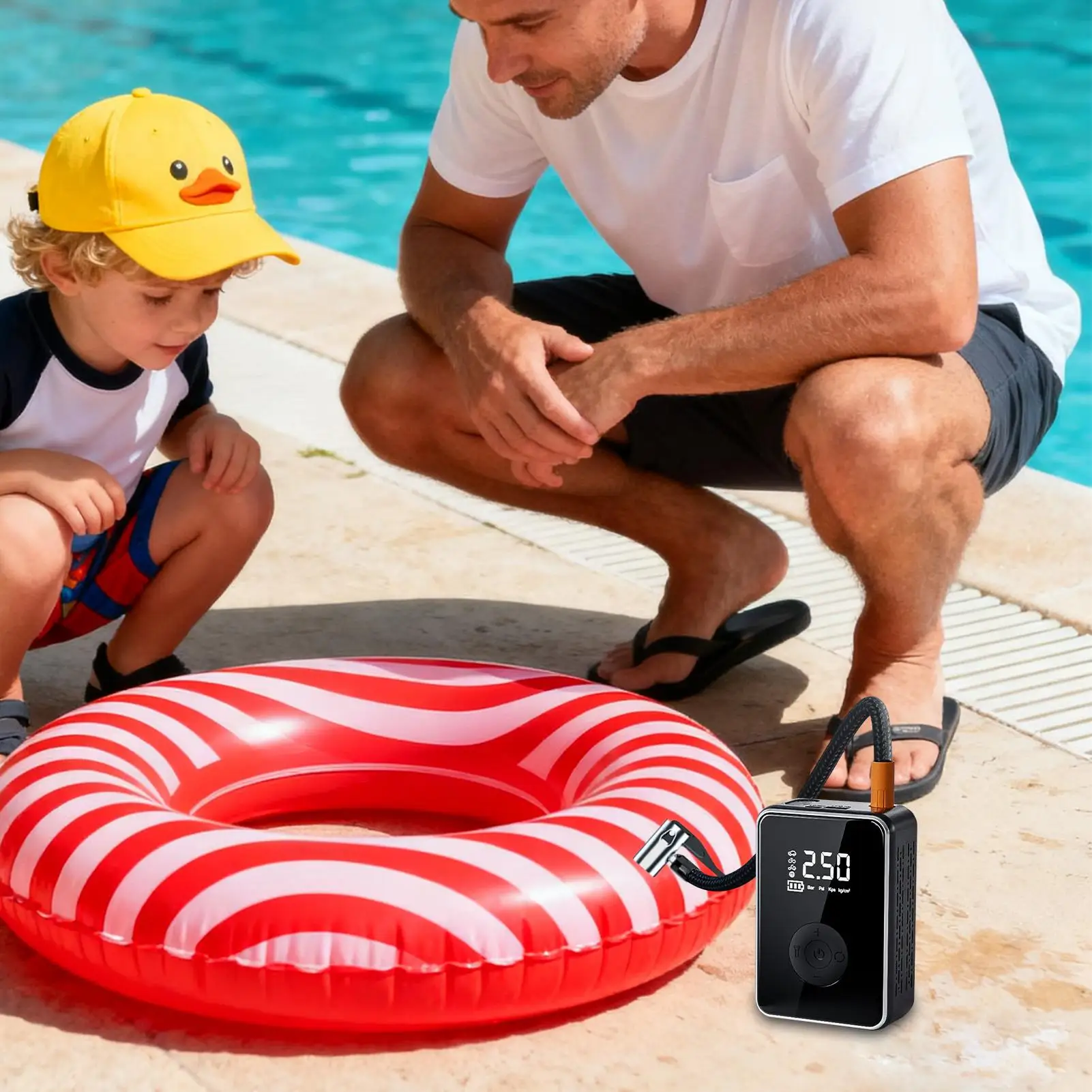 

Автомобильный воздушный насос, беспроводной велосипедный насос с легким перезаряжаемым электрическим воздушным насосом с автоматическим отключением для автомобильного мотоцикла