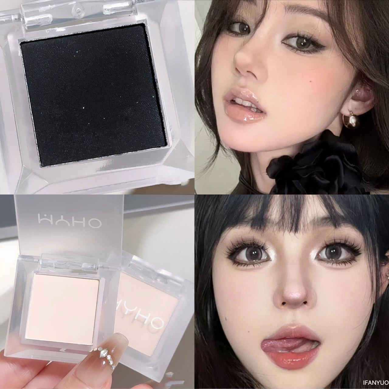 マットスモーキーブラックホワイトアイシャドウパレットグリッター嘘カイコハイライター明るくモノクロシマーアイシャドウアイメイク