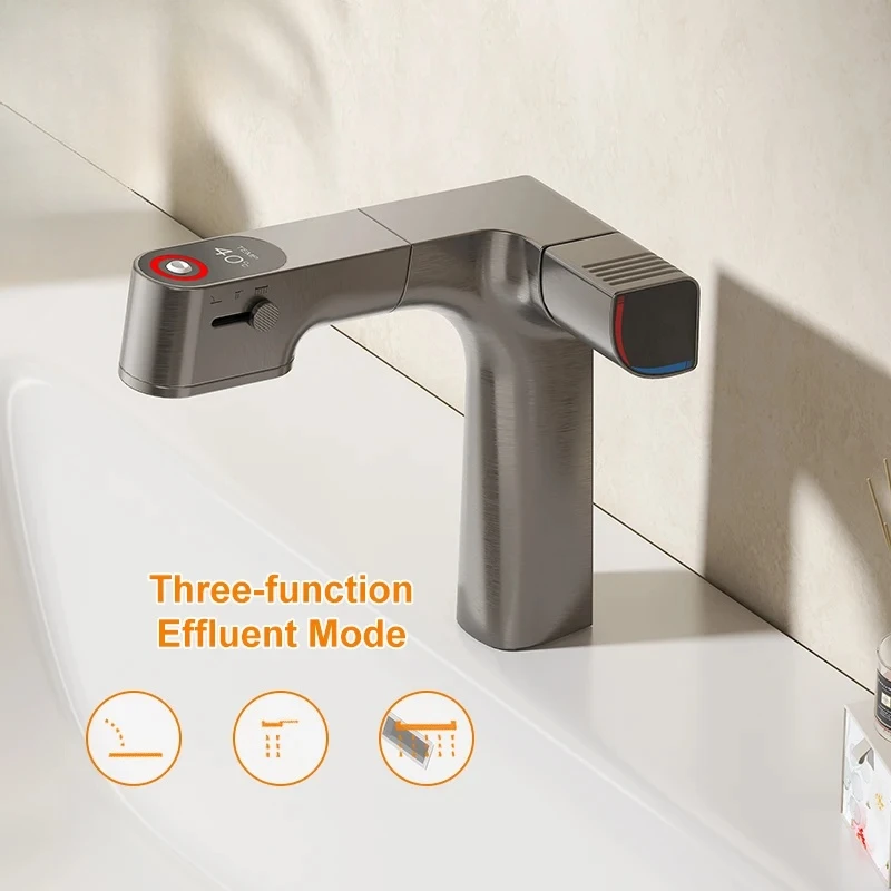 Rubinetti da bagno purificati Rubinetto con filtro dell'acqua estraibile Miscelatore per lavabo bianco Rubinetto per lavabo Display gourmet Rubinetteria in ottone Gru