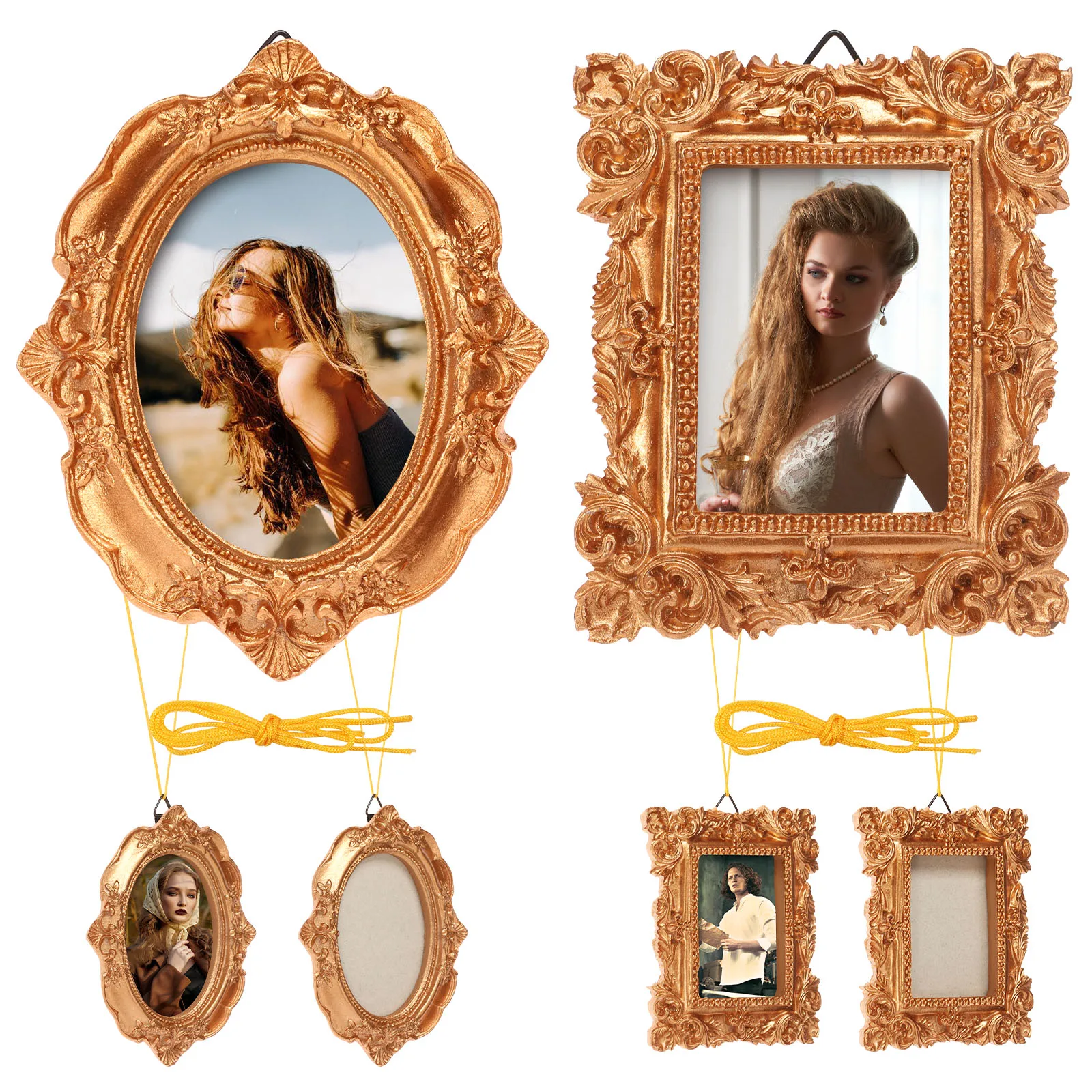 

6 шт. мини-винтажная фоторамка, настенная смоляная маленькая фоторамка, орнамент, фоторамки со шнурком для домашнего декора комнаты