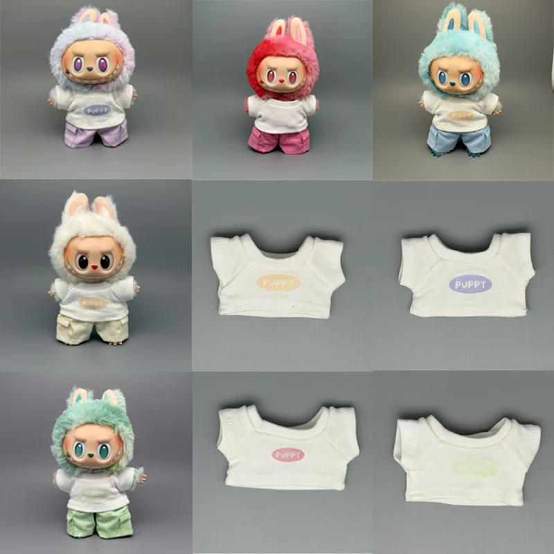 

15cm 17cm Cute Labubu 1st 2nd 3rd Gen Dolls Multicolor Minimalist T Shirts And Versatile Multicolor Workwear Shorts Outfit