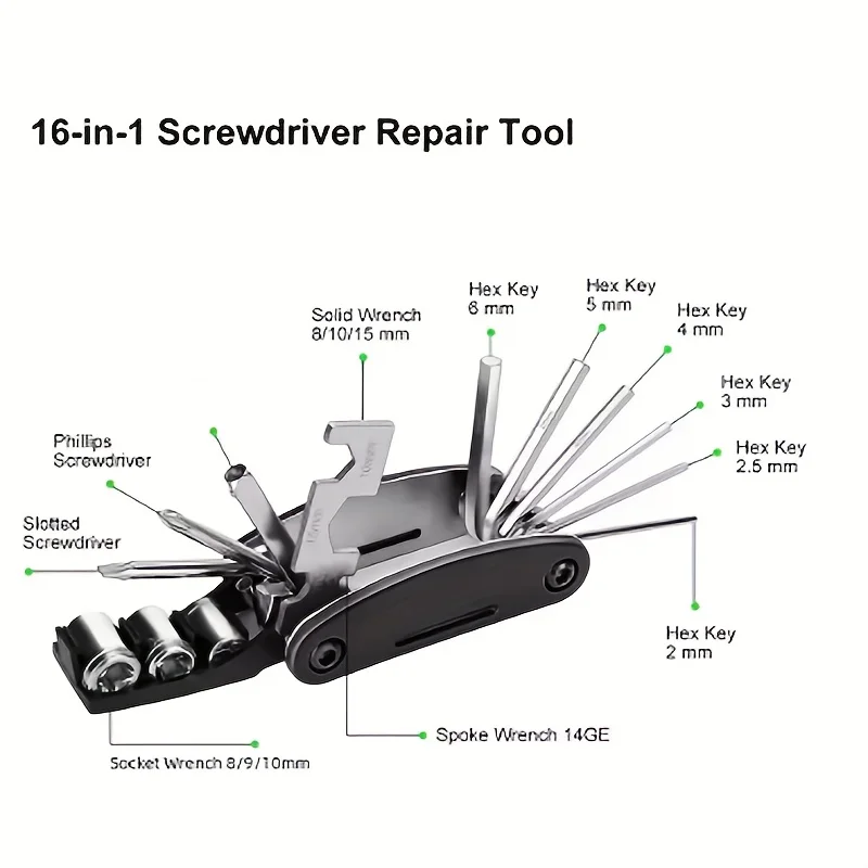 AliExpress NONE 16-in-1 Multifunctional Folding Screwdriver Set with Inner Hex Wrenches for Outdoor Sports Cycling Maintenance Tools