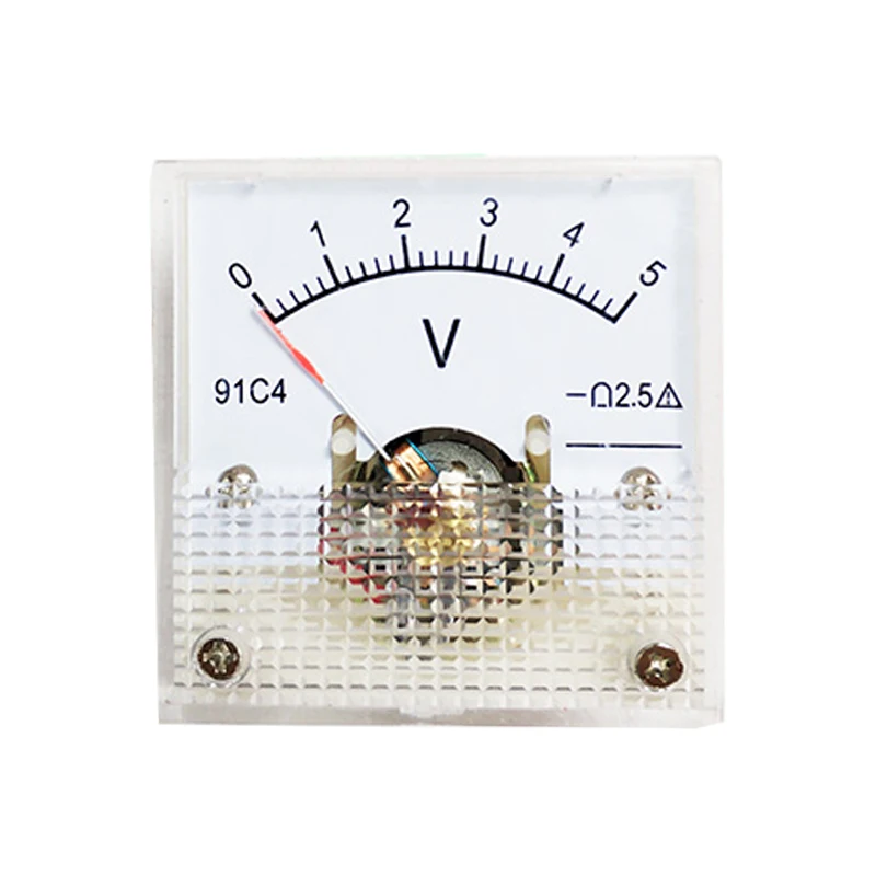 91C4 DC Voltmeter Analog Panel Voltage Meter Mechanical Pointer Type 3/5/10/15/20/30/50/100/150/250V