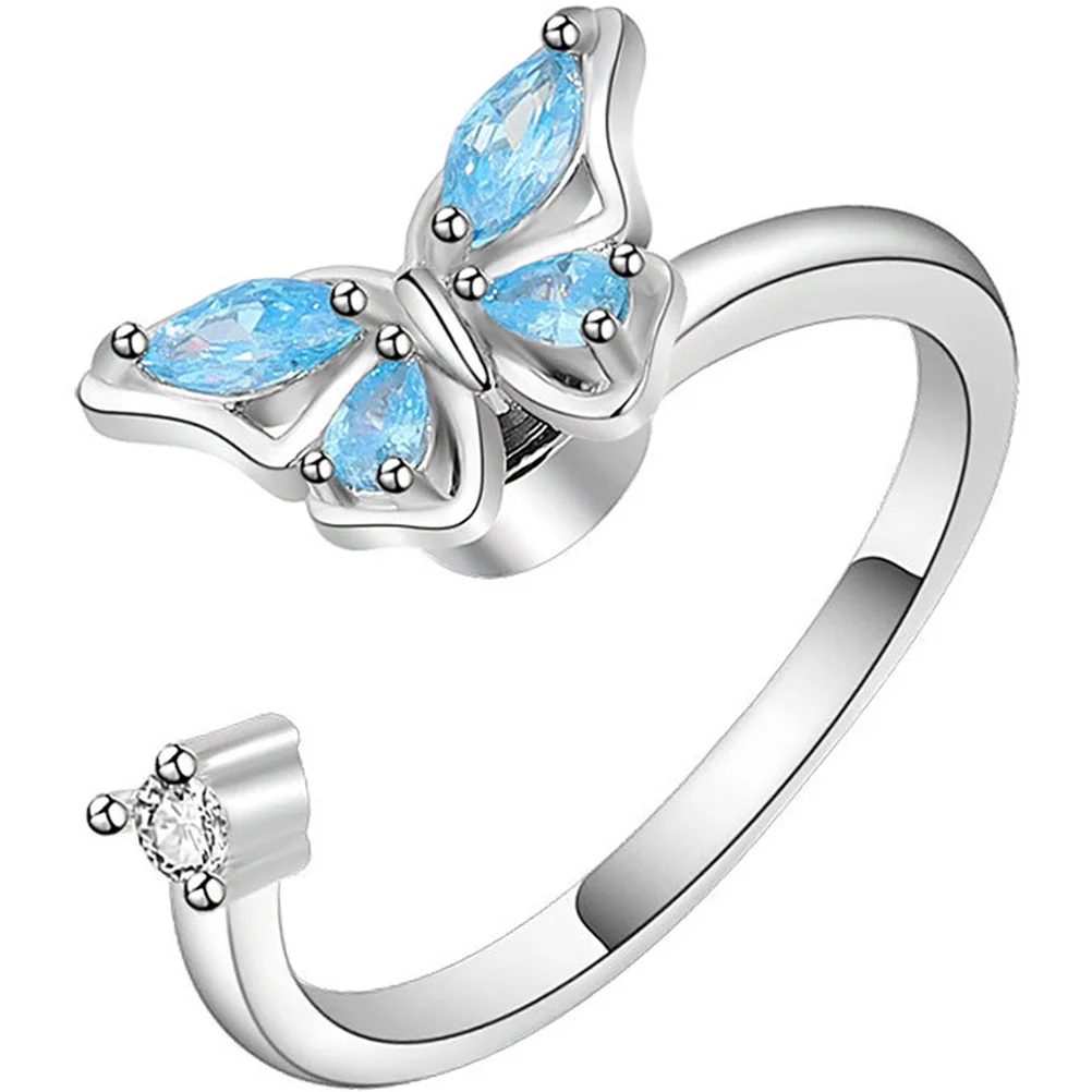 Anello con farfalle Piccolo anello delicato con strass aperto regolabile Anello regalo per donna Anelli gioielli Anelli estetici per ragazze adolescenti