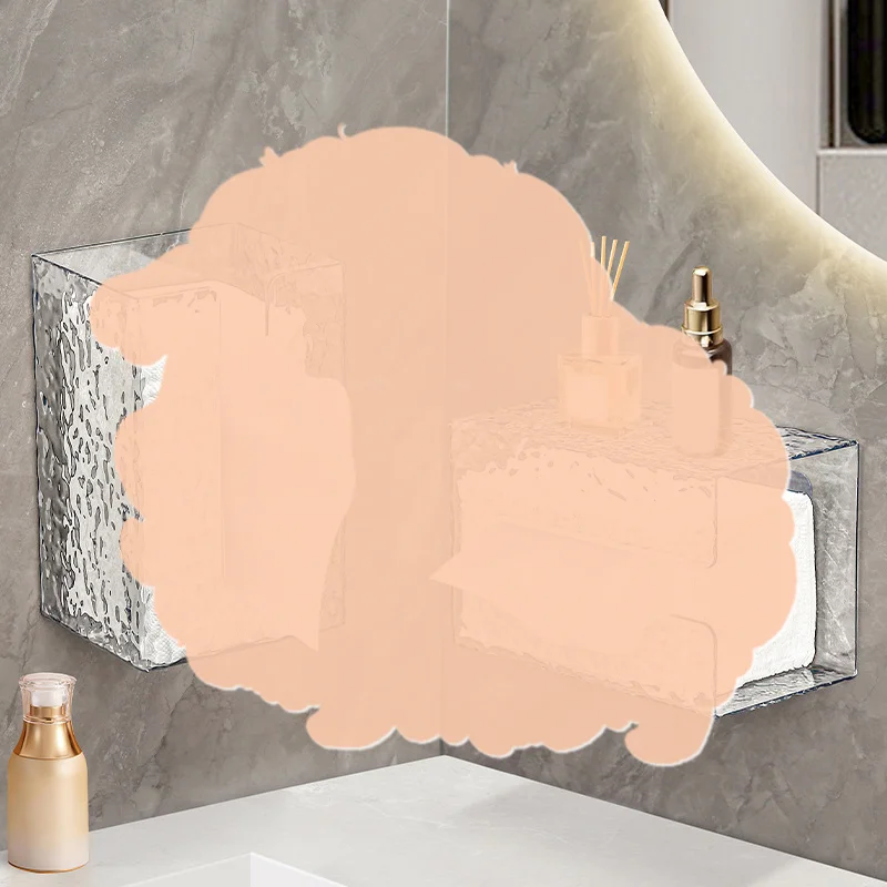 Multipurpose Tissue Box Transparent Rectangular Tissue Storage Box Bathroom Wall Mounted Toilet Paper Case Desktop Napkin Box