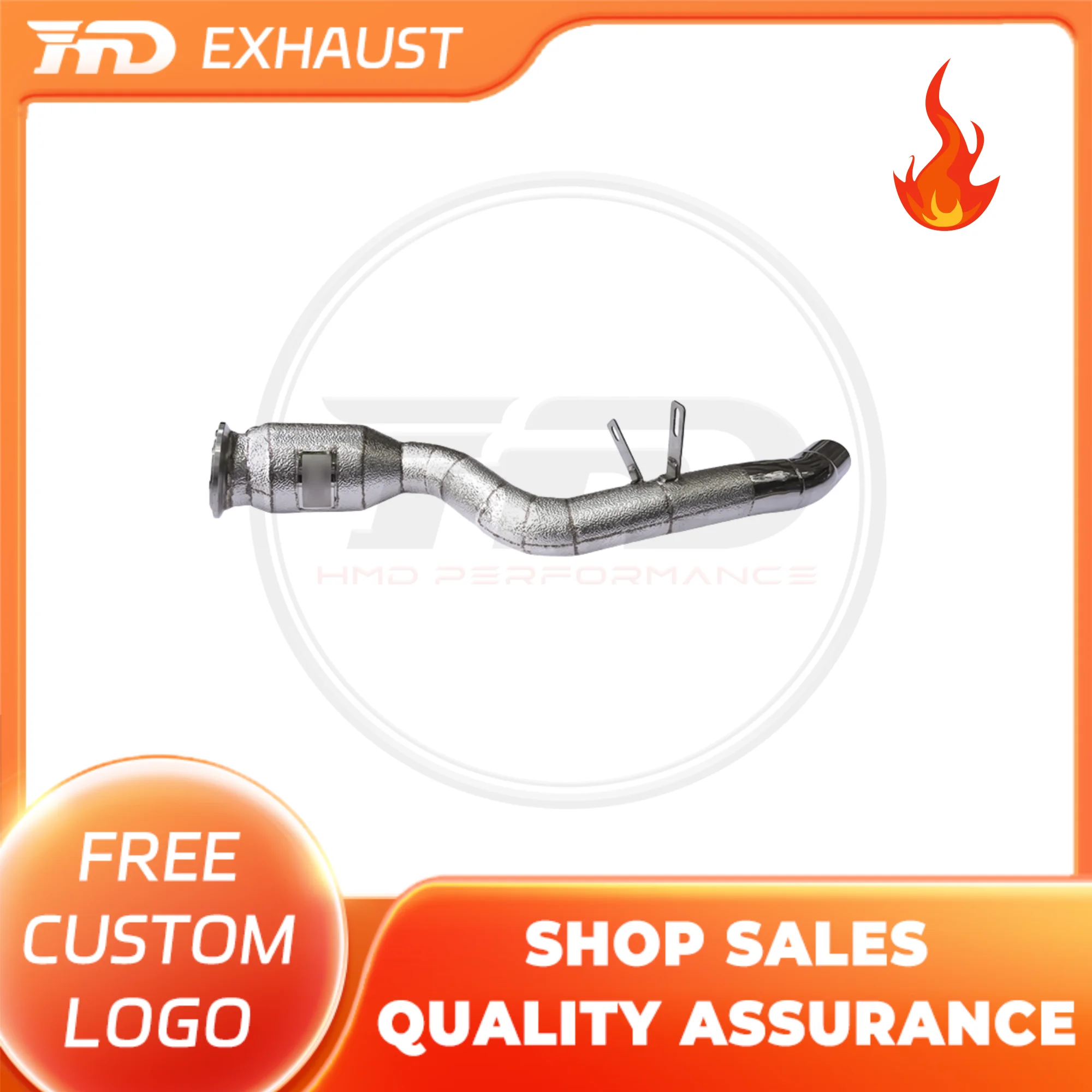 

HMD Hot sale SS304 Exhaust System High Flow Performance Downpipe for Jaguar F-type 2.0T With Heat Shield Racing Pipe
