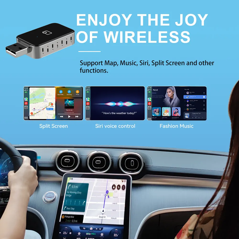 Adaptateur sans fil CarPlay Android Auto, Mini boîtier intelligent, Plug and Play, WiFi rapide, allergique, universel pour Nissan, nouveau