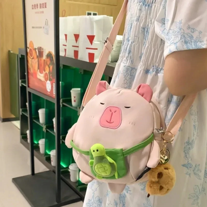 Capybara Crossbody Bag Y2K Plush Doll Shoulder Bag Cute Summer Crossbody Small Bag Cartoon Funny Dolphin Girl Couple Phone Bag
