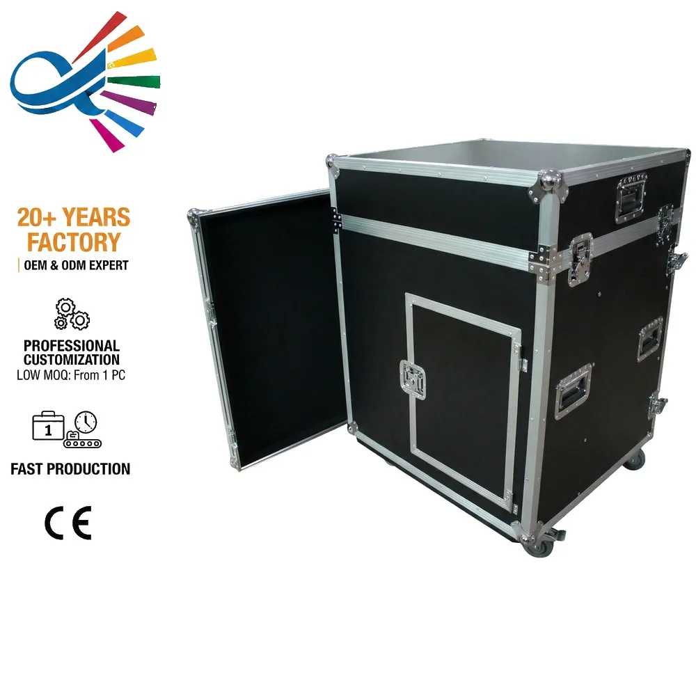 Workbox Tour Flight Case 3 Drawer Tech Road Box with Rack Space Waterproof Heavy Duty Casters for Stage Equipment Storage