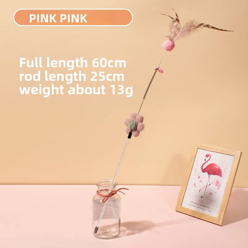 Wholesale Filament Hair Ball Feather Cat Toy Funny Cat Stick Lengthened Funny Stick Cat Scratch and Bite