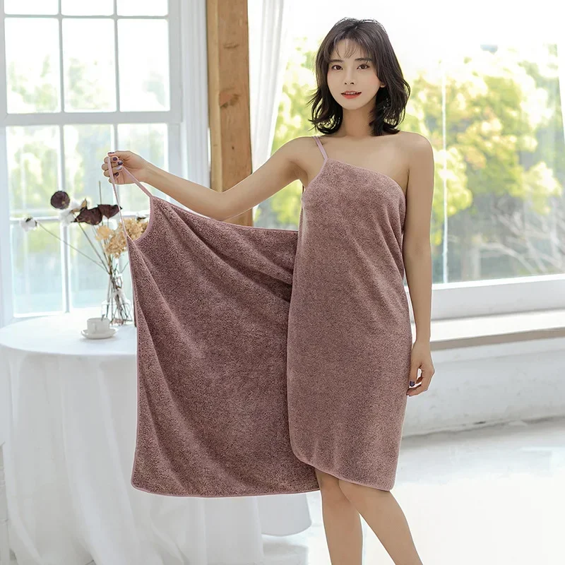 Wearable Microfiber Bathrobe Woman Shower Female Soft Bath Towel for Adults for Home Textiles Bath and Sauna Towels Bathroom