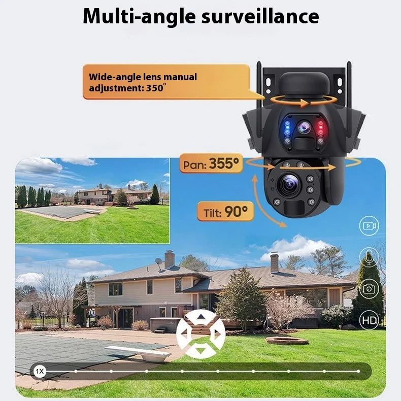 Ubox 4G HD كاميرا شبكة مراقبة مزدوجة الصورة منخفضة الطاقة الشمسية 20x زووم بصري زاوية واسعة CMOS الاستشعار 1 سنة تخزين البيانات السحابة