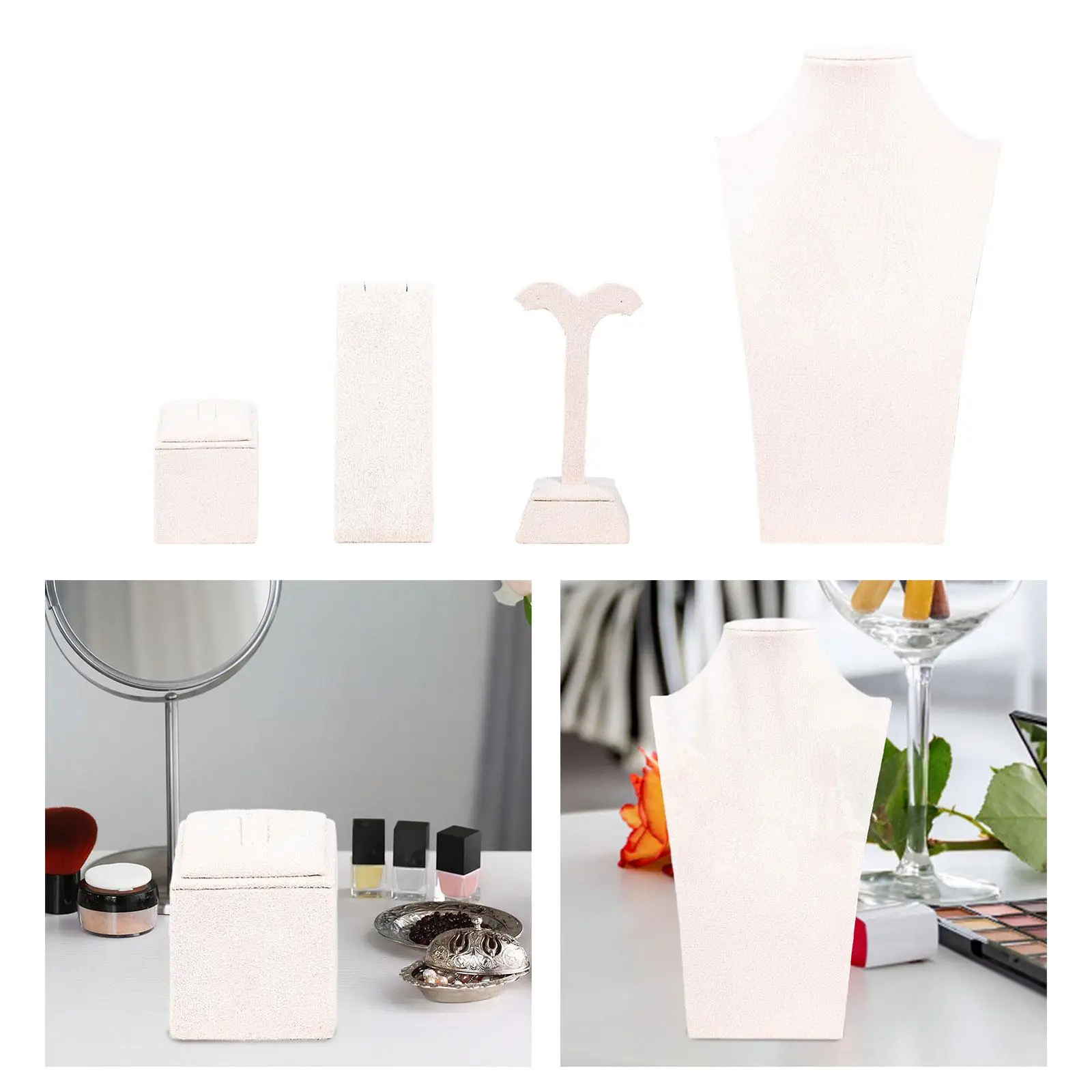 

Jewelry Display Stand Display Holder Women Gift Tidying Beige Photo Prop Storage Rack Jewelry Organizer for Shows Shop