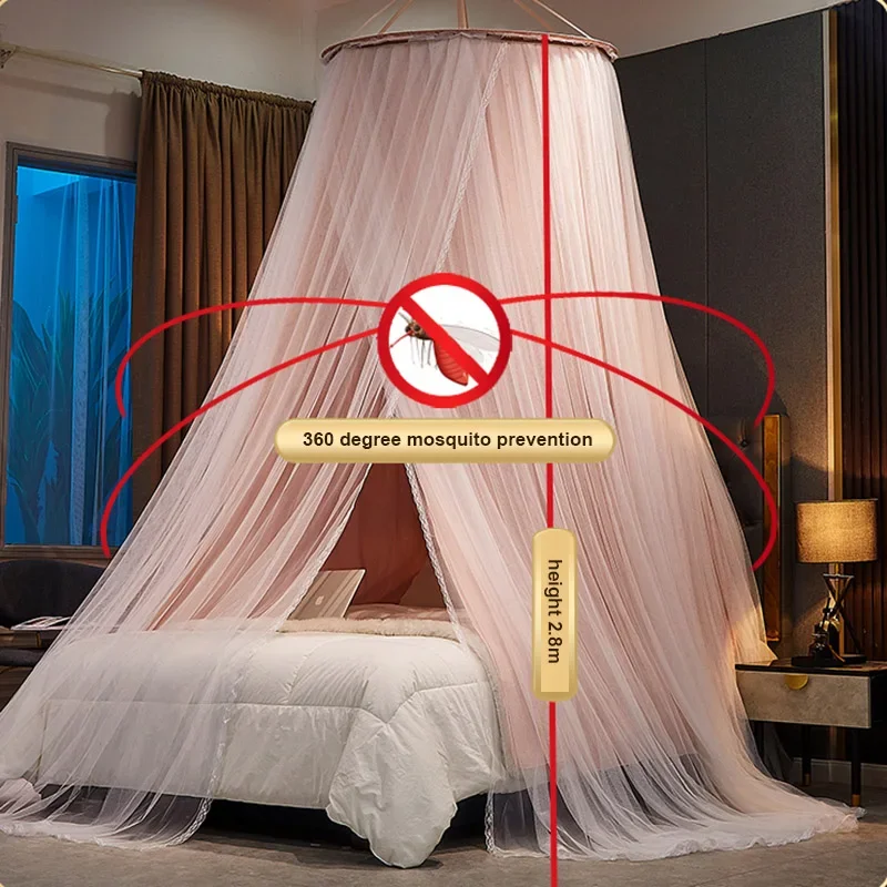 

Dome Dust-proof Mosquito Net Integrated Blackout Ceiling Hanging Pattern Tent Bed Double Baby Room Decoration Canopy Frames Beds