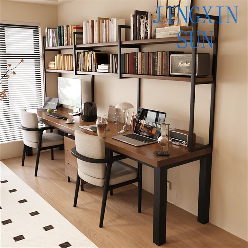 Loft solid wood desk bookshelf integrated home student study computer bedroom study shelf
