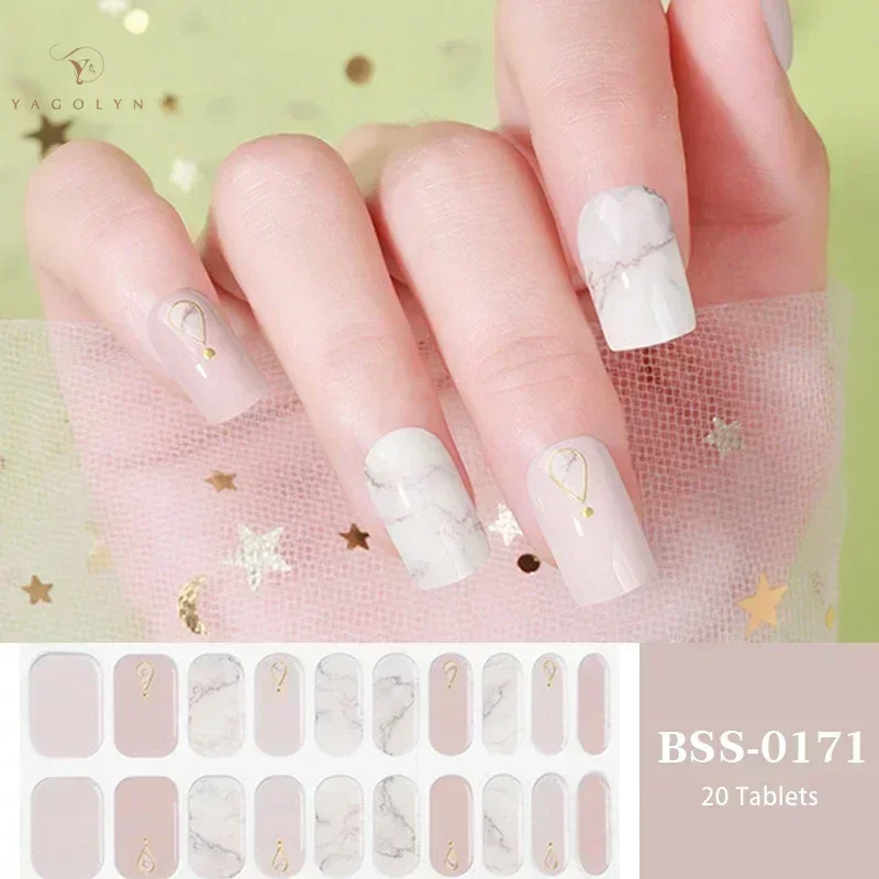 1 Vel Semi-Cured Gel Nagel Strips Patch Sliders Zelfklevend Lange Levensduur Volledige Cover Gel Nagel Stcikers Uv Lamp Nodig