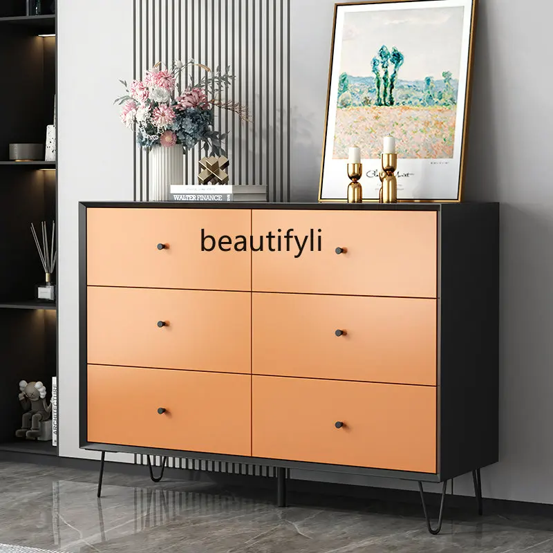 

Italian Minimalist Chest of Drawers Paint Modern Living Room Nordic Storage Sideboard Cabinet Bedroom Tailstock Storage Cabinet