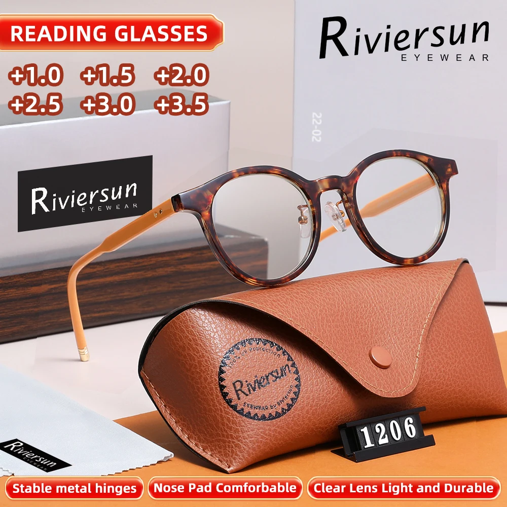Kleine Runde Lesebrille für Damen und Herren mit Blaulichtfilter und Presbyopie-Korrektur +1,0 +1,5 +2,0 +2,5 +3,0 +3,5