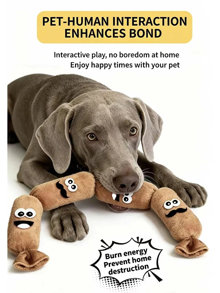 Squeaky Sausage Dog Plush Toy Bite Proof Chew Toy Molar Interactive Self Play Toy For Small Medium Dogs Pet Accessories