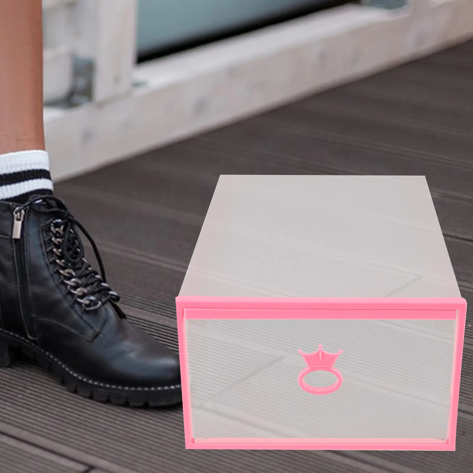 Plastic Shoes Storage Container Transparent Thickened Shoe Box Foldable Drawer Style Organizer Moisture Proof Insect Proof Easy