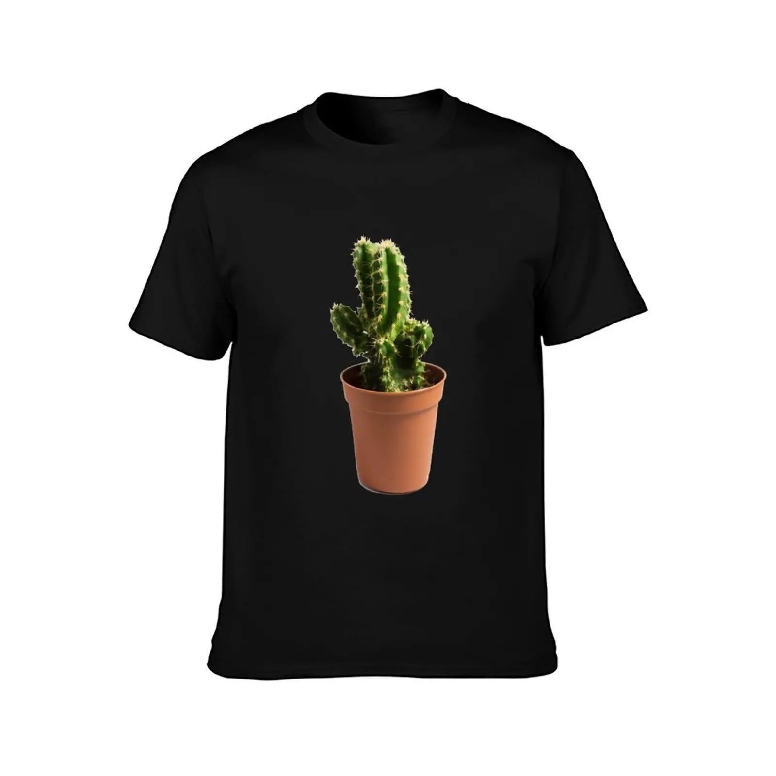 Green Cactus Succulent in Pot T-Shirt, Summer Casual Cotton Tee, Oversized Streetwear Tops, Vintage Graphic Print, 100% Cotton