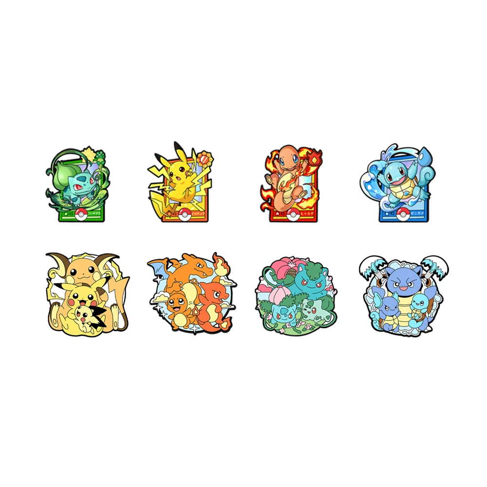 8-teiliges Pokemon-Emaille-Pin-Set, japanischer Anime-Cartoon, Pikaqiu Mewtwo, Sammel-Pins für Rucksäcke, Geschenke für Fans und Freunde
