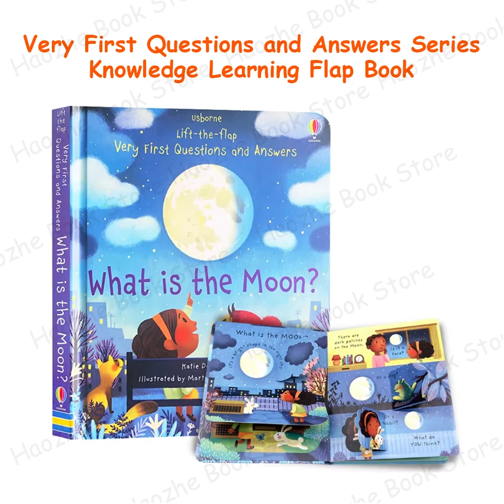 

Что - это луна Usborne Lift the Flap Активность Английская книга Монтессори Знания Обучение для детского сада Дошкольное чтение