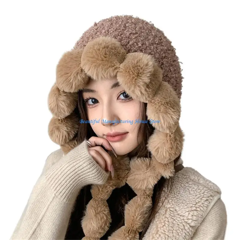 

E56A Fashionable Unisex Hat Versatiles Outdoor Hat Lovely Furry Winter Daily Life Hat