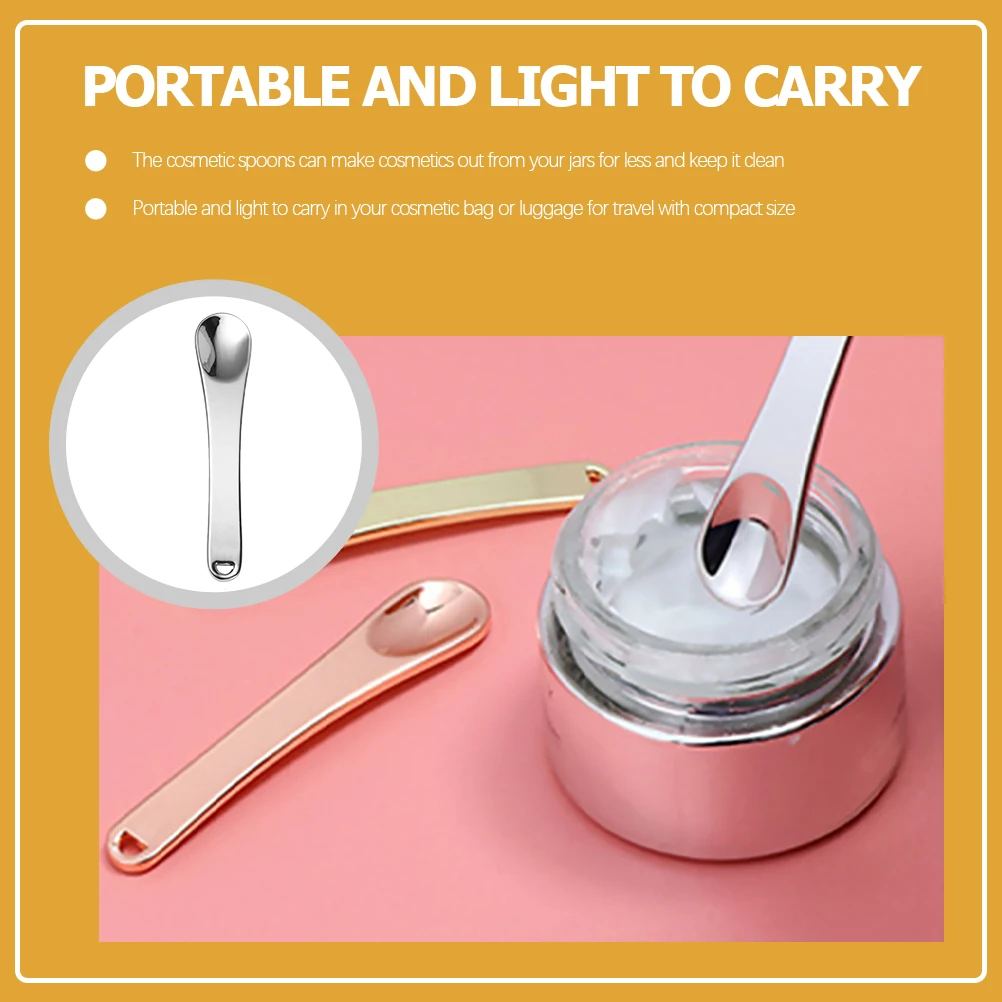 

5Pcs Zinc Alloy Spoons Jars Clean Portable Travel Size Face Mask Peel Serum Skincare DIY Eye Cream Applicator Mini