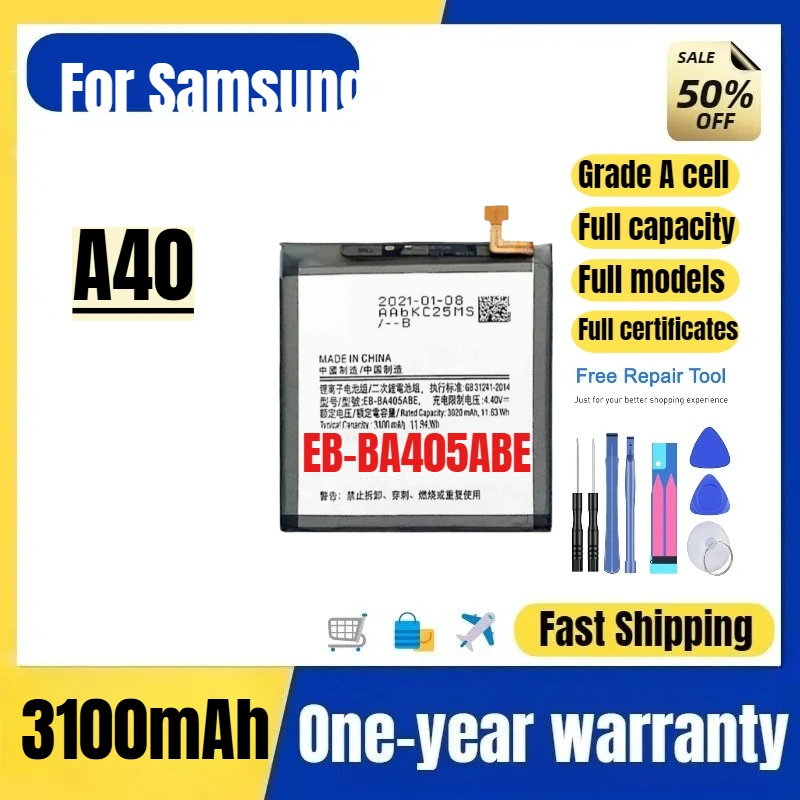 EB-BA405ABE for Samsung A40 Mobile Phone Battery 0 Cycle High Quality High Capacity Replacement Bateria Grade A Cell with Tools