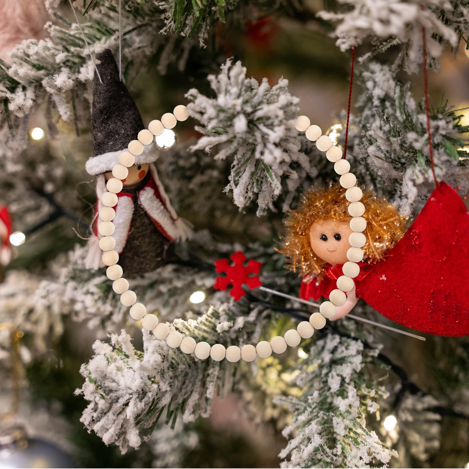 

2Pcs Round Beaded Wreath Rustic Wall Hanging Decor Natural Gathering Bedroom Living Room Decoration Hanging Decor