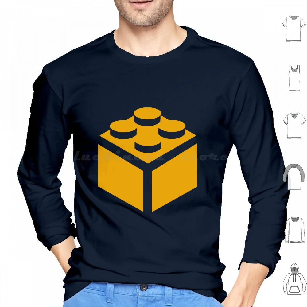 2 X 2 Brick Hoodie cotton Long Sleeve 2x2 2 X 2 1 X 1 1x1 1x2 1 X 2 Bricks Nerd Nerdy Geek Geeky Customize My Chillee